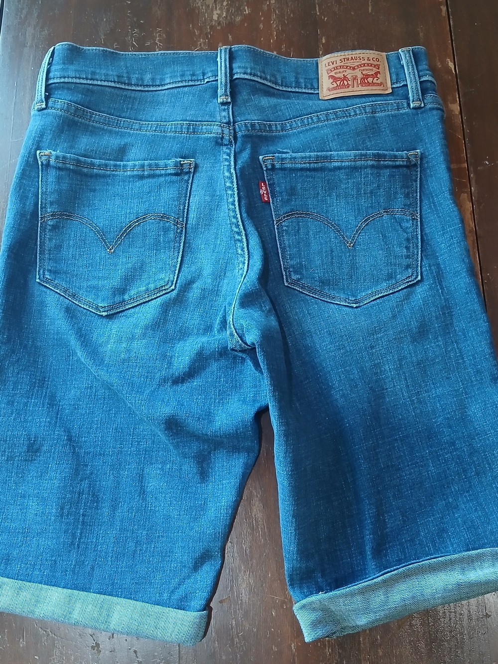 Levi's Bright Blue Denim Bermuda Shorts with Rolled Cuffs - Picture 6 of 8
